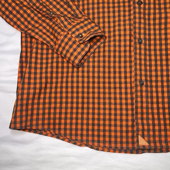 UNTUCKit Shirt Mens Size XL Blue Orange Gingham Button Long Sleeve Preppy Casual - Picture 3 of 11